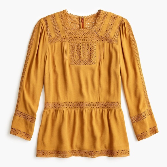 J. Crew Point Sur Lacey Top Marled Mushroom Gold Yellow 8 EUC - Picture 5 of 16